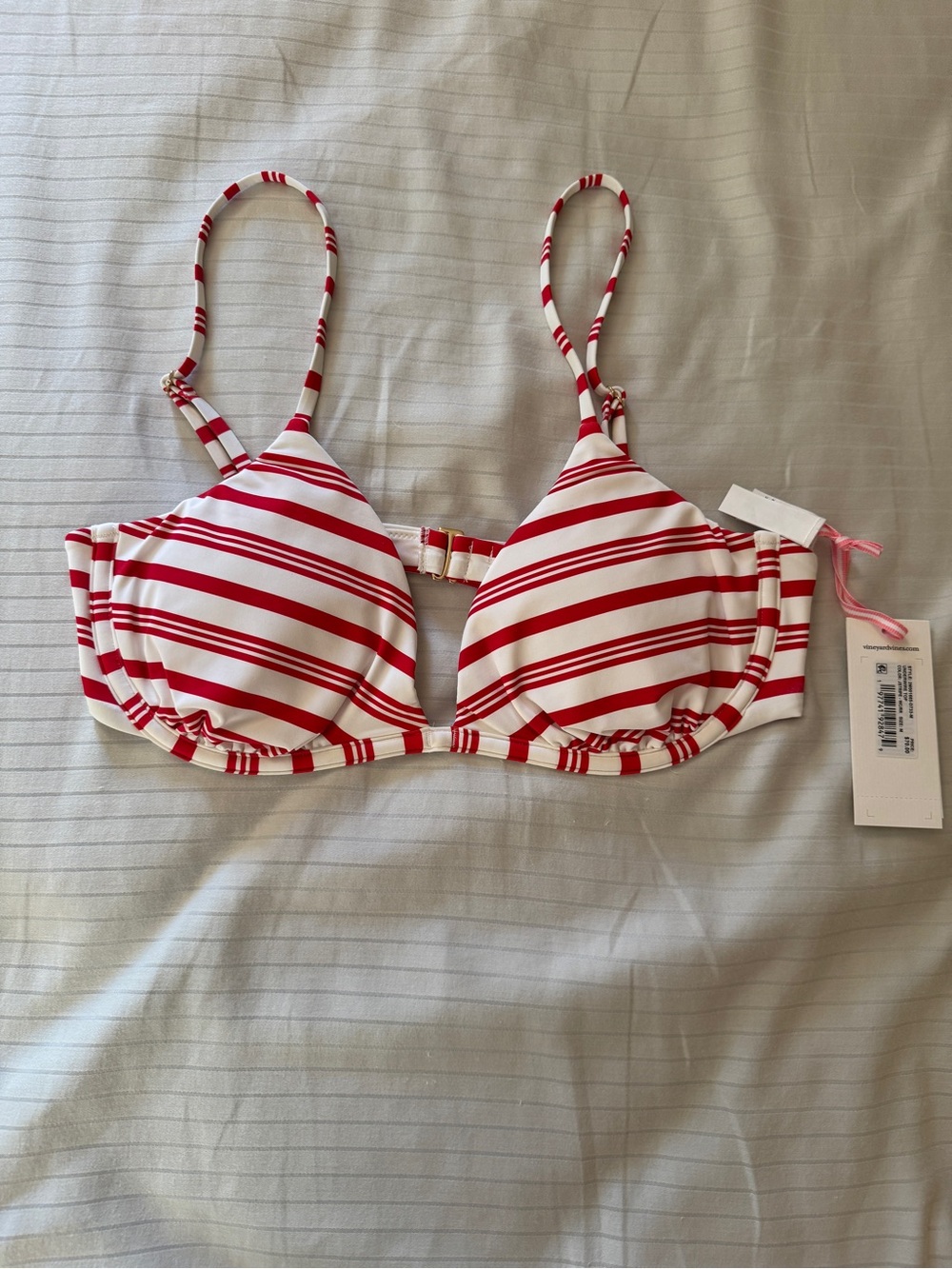 NWT Vineyard Vines Red and White Striped Bikini Top Medium